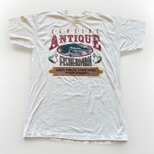 Vintage Antique Fisherman Shirt Mens XL Laid Back Graphic Humor 90s Funny‎